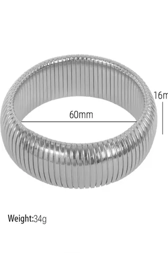 Silver plated 16mm snake bangle