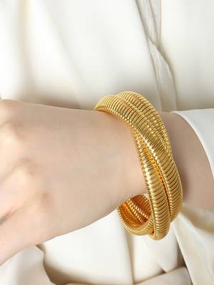 18k plated 12mm trio snake bangle 1