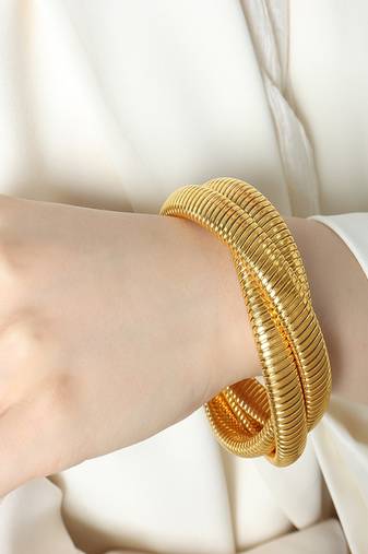 18k plated 12mm trio snake bangle