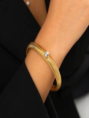 White zircon 18k plated stretch bracelet 1