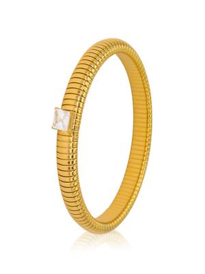 White zircon 18k plated stretch bracelet 2
