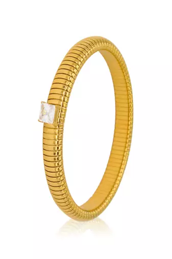 White zircon 18k plated stretch bracelet