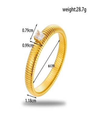 White zircon 18k plated stretch bracelet 5