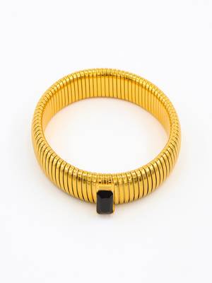 Black zircon 18k plated stretch bracelet 1