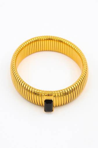 Black zircon 18k plated stretch bracelet