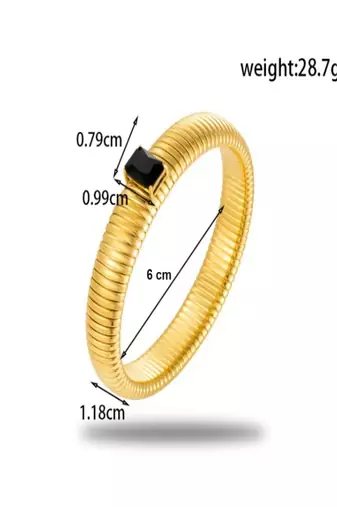 Black zircon 18k plated stretch bracelet