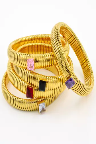 Black zircon 18k plated stretch bracelet