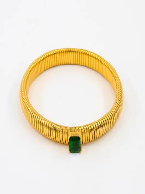 Green zircon 18k plated stretch bracelet 1