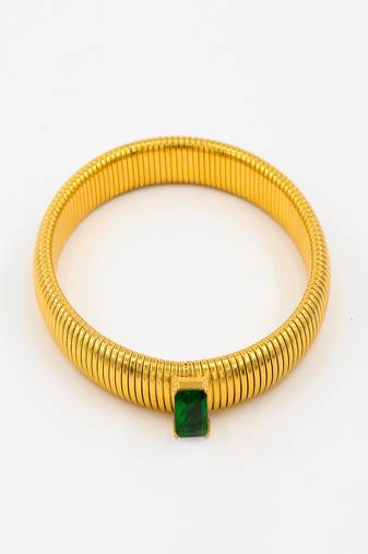 Green zircon 18k plated stretch bracelet