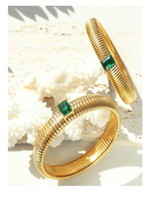 Green zircon 18k plated stretch bracelet 3