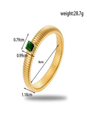 Green zircon 18k plated stretch bracelet 4