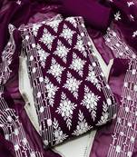 Purple colour with embroidered work georgette semi stitched dress with unstitched bottom
