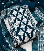 Teal colour with embroidered work georgette semi stitched dress with unstitched bottom