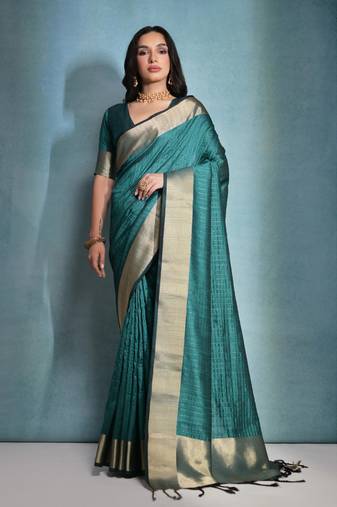 Rama Benarasi Silk Jacquard Woven Saree Festive Wear