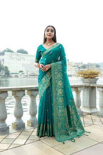 Rama Premium Soft Silk Zari Woven Saree Festive Wear
