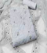 Purple colour with heavy squince embroidered work oraganza semi stitched dress with unstitched bottom