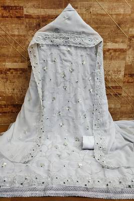 Purple colour with heavy squince embroidered work oraganza semi stitched dress with unstitched bottom 2