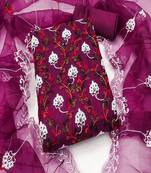 Purple colour with heavy squince embroidered work oraganza semi stitched dress with unstitched bottom