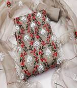 Grey colour with heavy squince embroidered work oraganza semi stitched dress with unstitched bottom