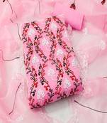 Pink colour with heavy squince embroidered work oraganza semi stitched dress with unstitched bottom