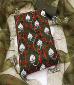 Green colour with heavy squince embroidered work oraganza semi stitched dress with unstitched bottom