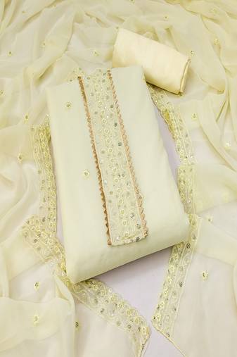 Yellow colour with embroidered work georgette semi stitched dress with unstitched bottom