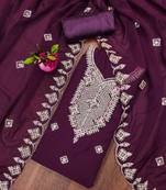 Purple colour with embroidered work georgette semi stitched dress with unstitched bottom