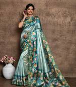 Rama Soft Tussar Silk Printted Saree Festive Wear
