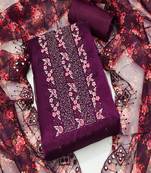 Purple colour with heavy squince embrodiery work oraganza semi stitched dress with unstitched bottom