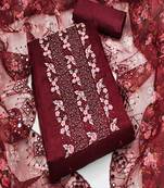 Maroon colour with heavy squince embrodiery work oraganza semi stitched dress with unstitched bottom