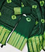 Green Cotton Bandhej Unstitched Dress Material