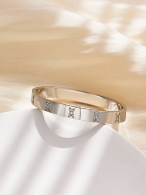 Cross 18k plated stainless steel cuff bracelet 4