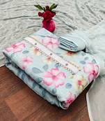 Sky Blue Organza Embroidered Unstitched Dress Material