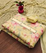 Yellow Organza Embroidered Unstitched Dress Material