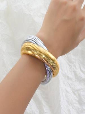 18k plated 16mm duo snake bangle 1