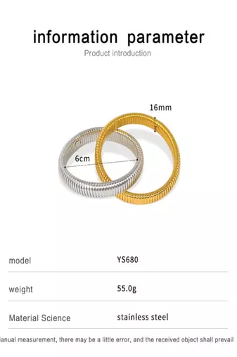 18k plated 16mm duo snake bangle