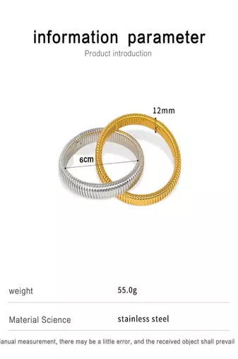18k plated 12mm duo snake bangle