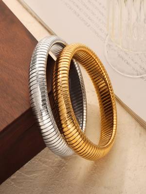 Gold , silver plated 16mm snake bangles combo(pack of 2) 1