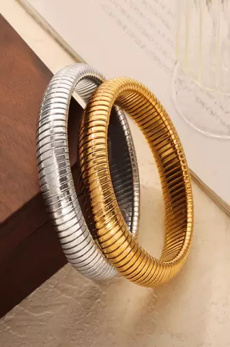 Gold , silver plated 16mm snake bangles combo(pack of 2)