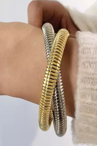 Gold , silver plated 16mm snake bangles combo(pack of 2)