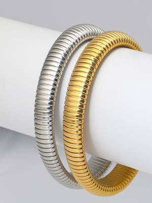 Gold , silver plated 16mm snake bangles combo(pack of 2) 3