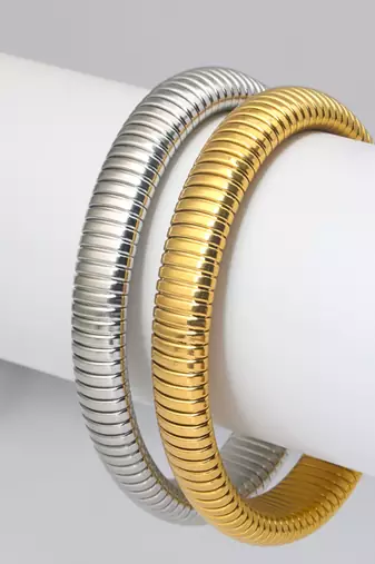 Gold , silver plated 16mm snake bangles combo(pack of 2)