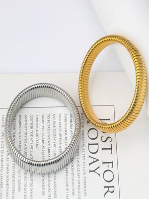 Gold , silver plated 16mm snake bangles combo(pack of 2) 4