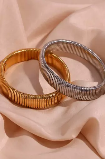 Gold , silver plated 16mm snake bangles combo(pack of 2)