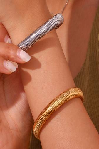 Gold , silver plated 12mm snake bangles combo (pack of 2)
