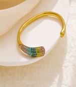 zircon 18k plated stainless steel open bracelet