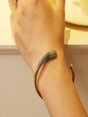 zircon 18k plated stainless steel open bracelet 2