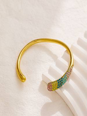 zircon 18k plated stainless steel open bracelet 3