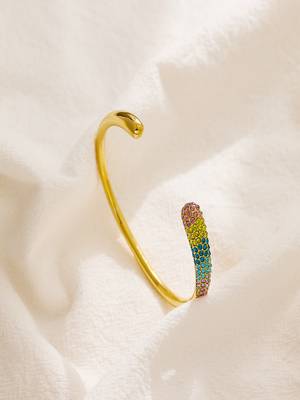 zircon 18k plated stainless steel open bracelet 4