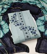 Aquablue colour with embroidered work georgette semi stitched dress with unstitched bottom